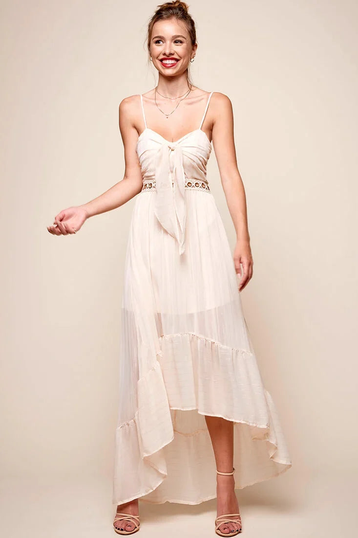 Riviera High-Low Hem Dress Beige