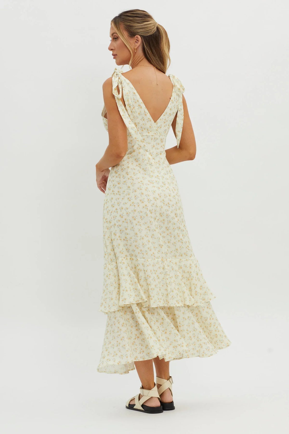 Manhattan Summer Tied Shoulder Maxi Dress Yellow
