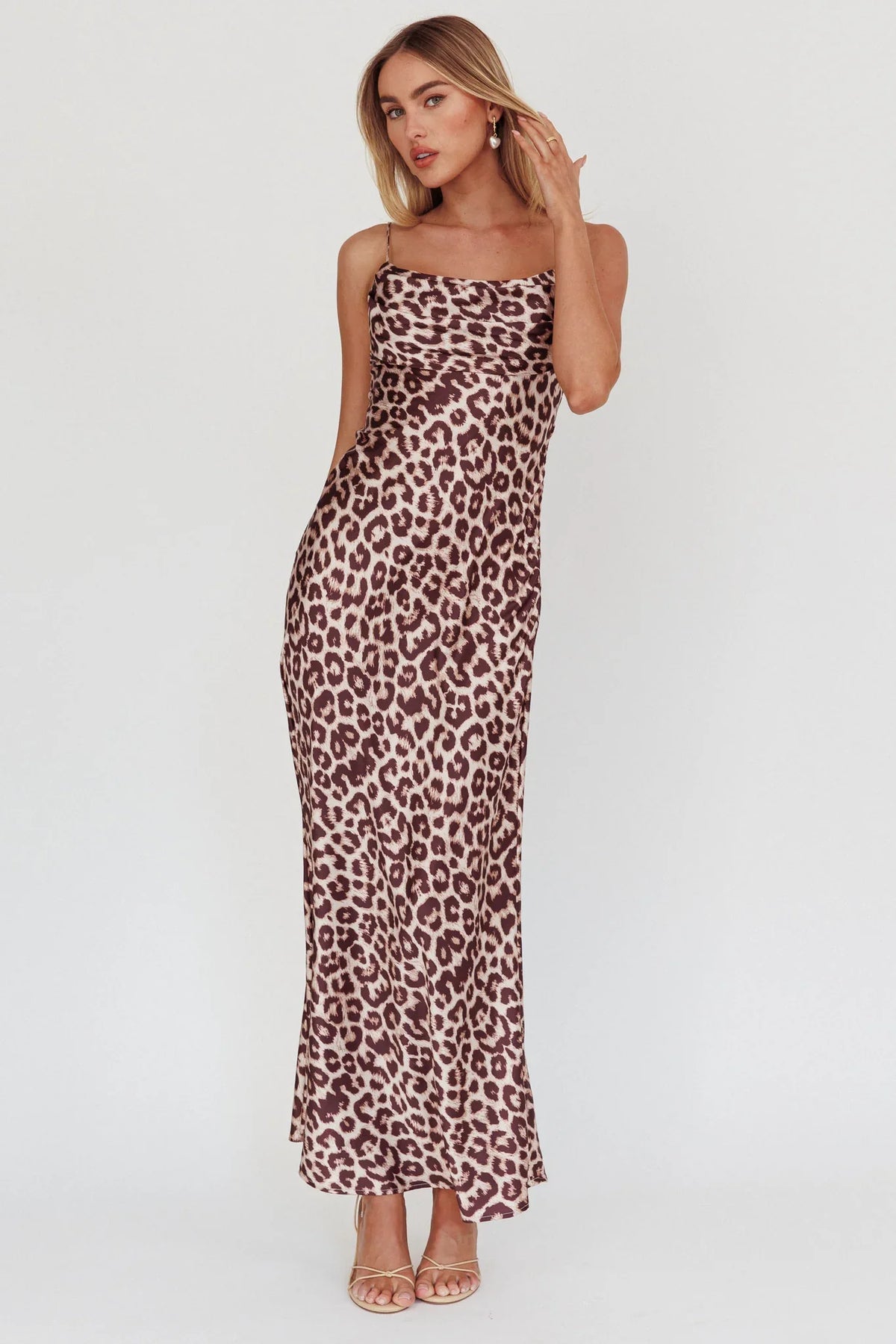 Well Versed Pleated Bust Maxi Dress Leopard