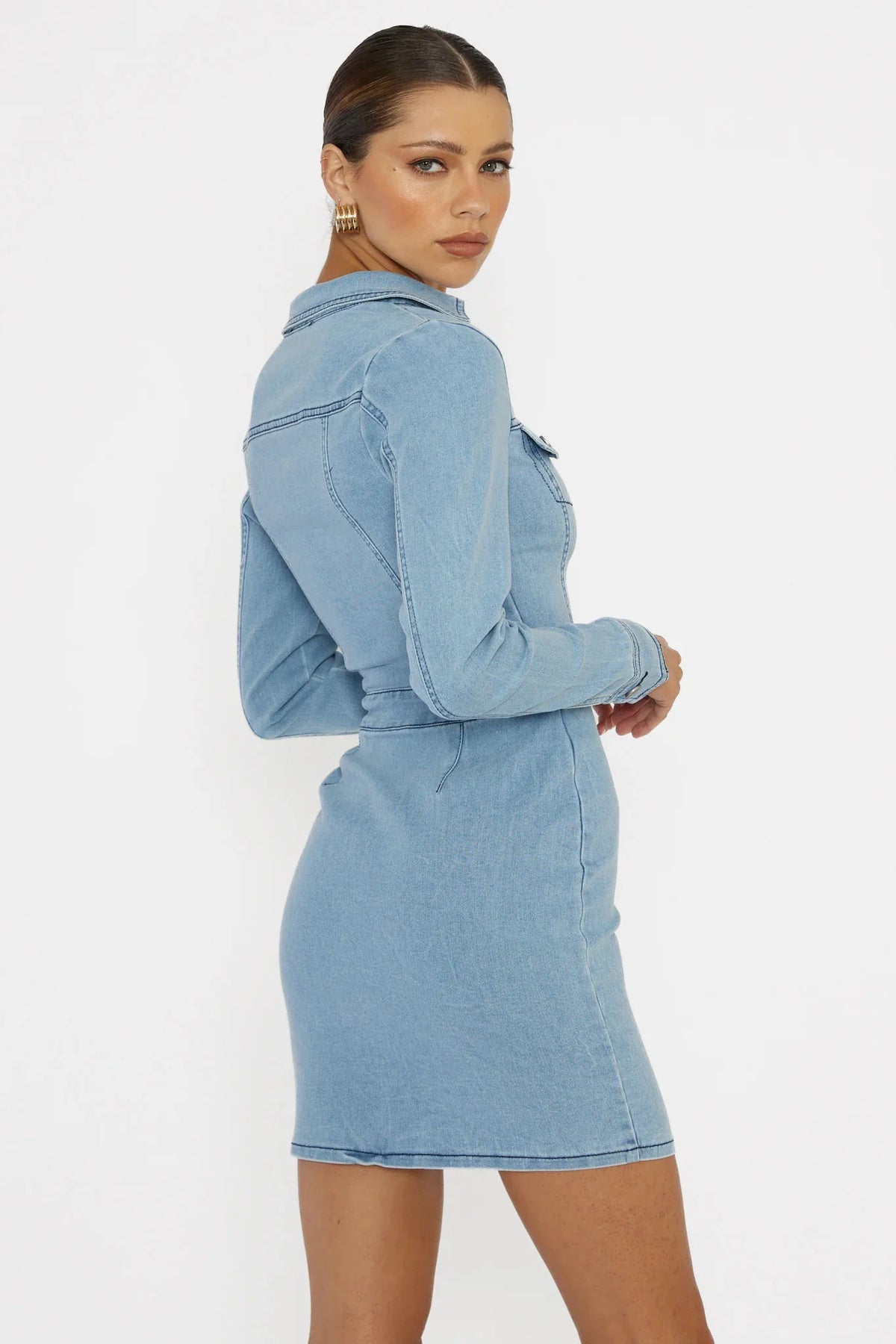 Jazelle Long Sleeve Mini Dress Denim