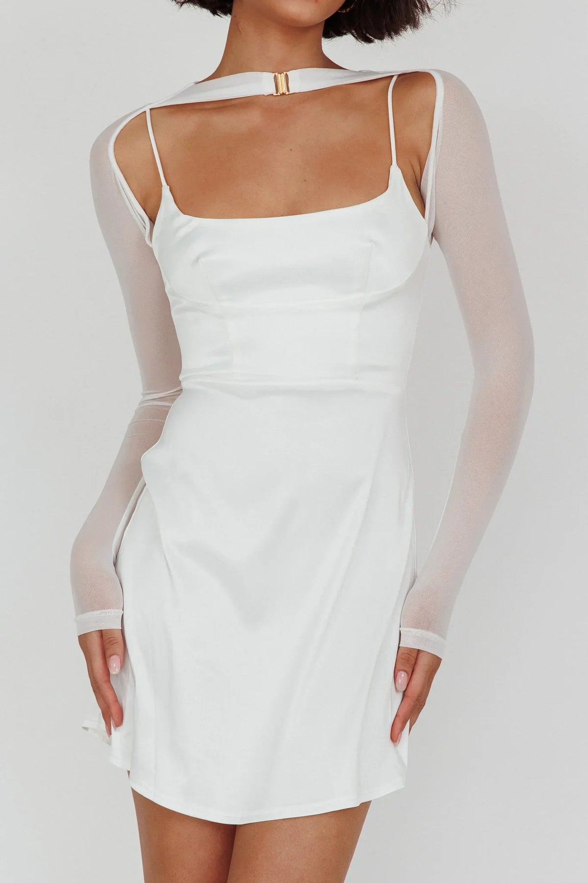 Moon Rising Faux Bolero Mini Dress White