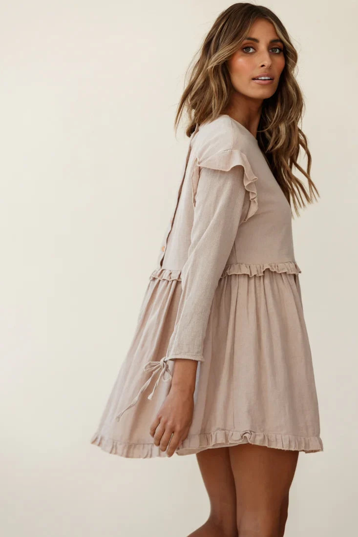 Marion Long Sleeve Shift Dress Mocha