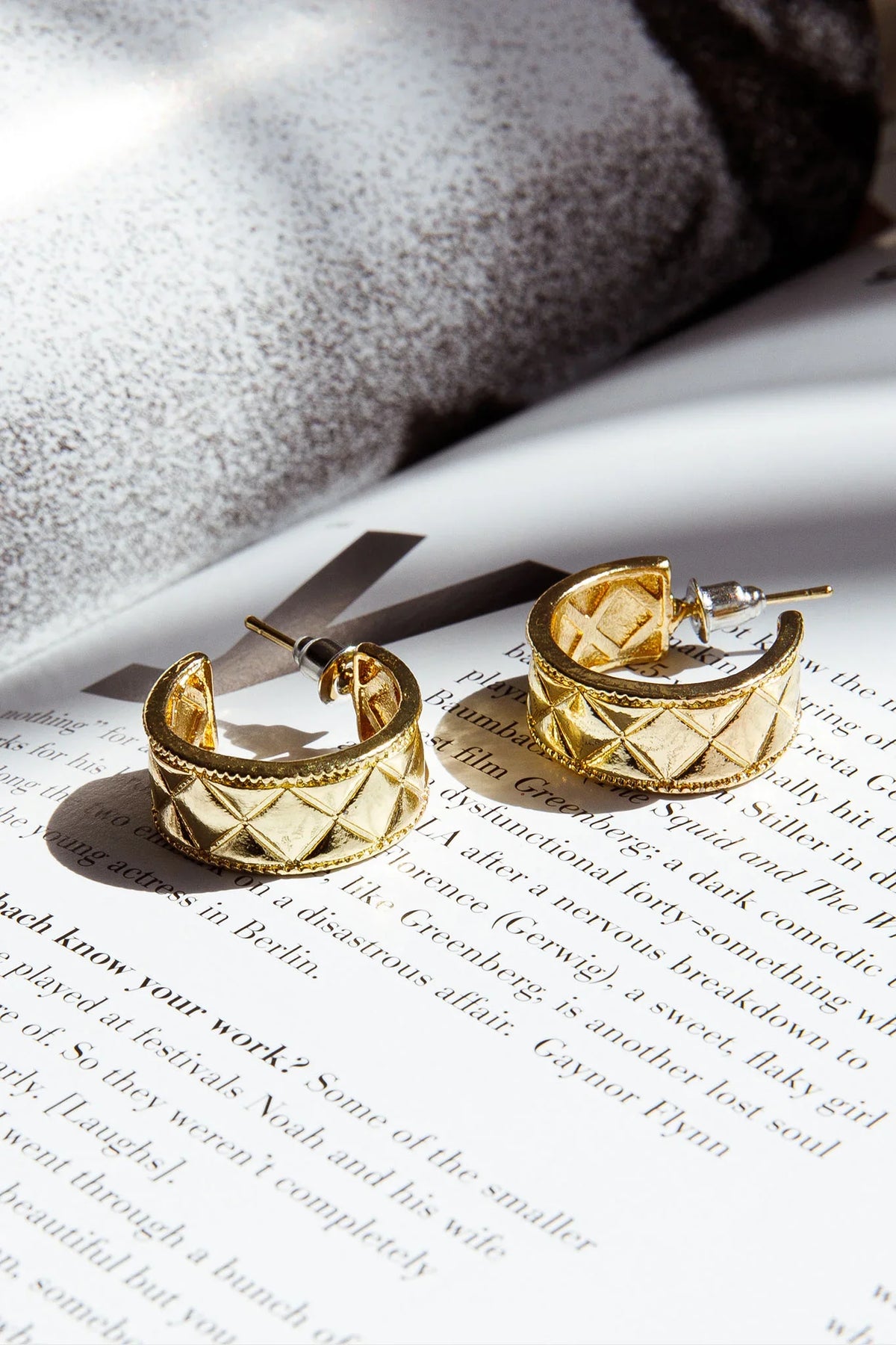 Gracie Etched Small Hoop Earrings Gold