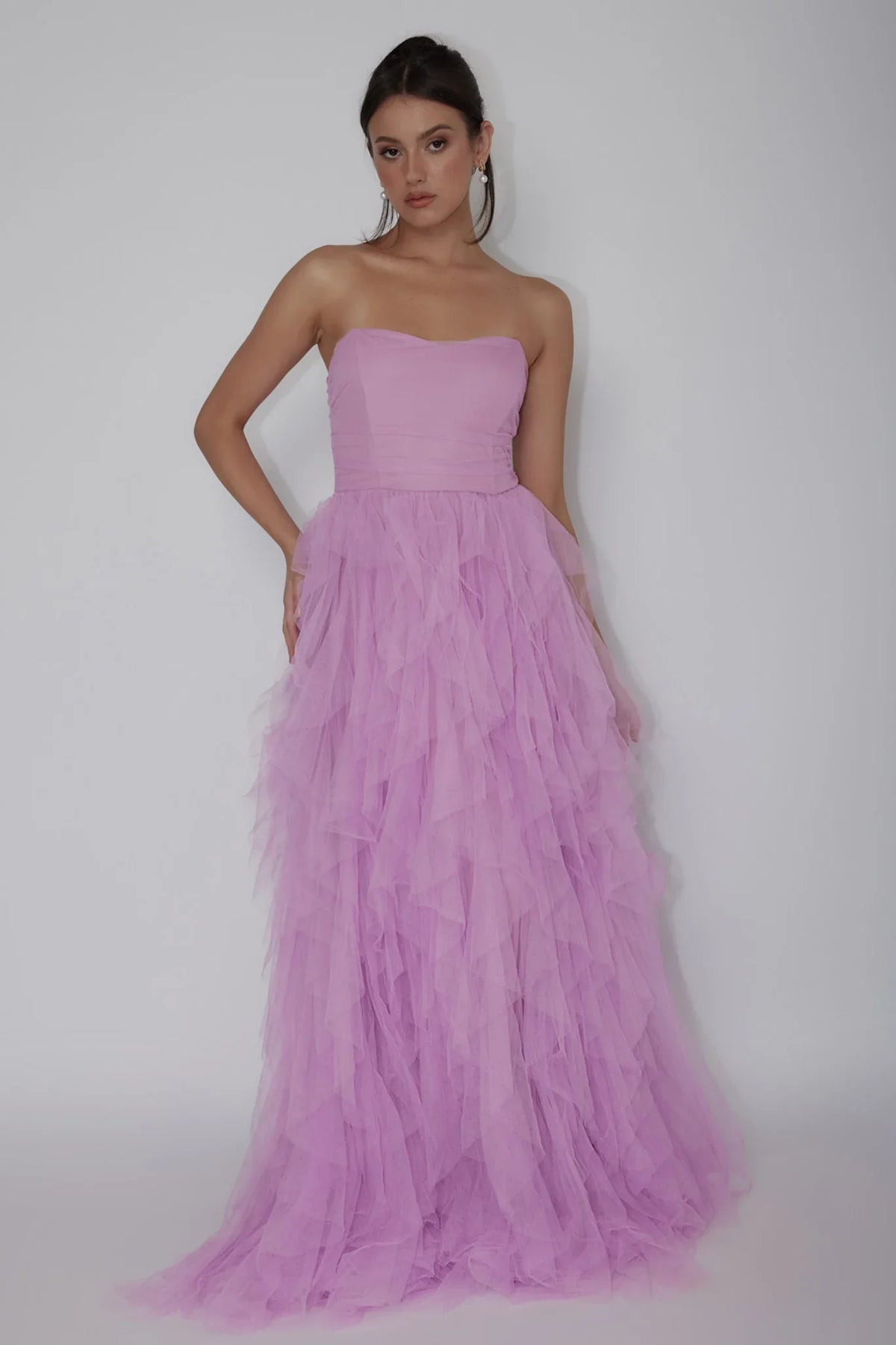 Rori Tulle Cascade Maxi Dress Orchid
