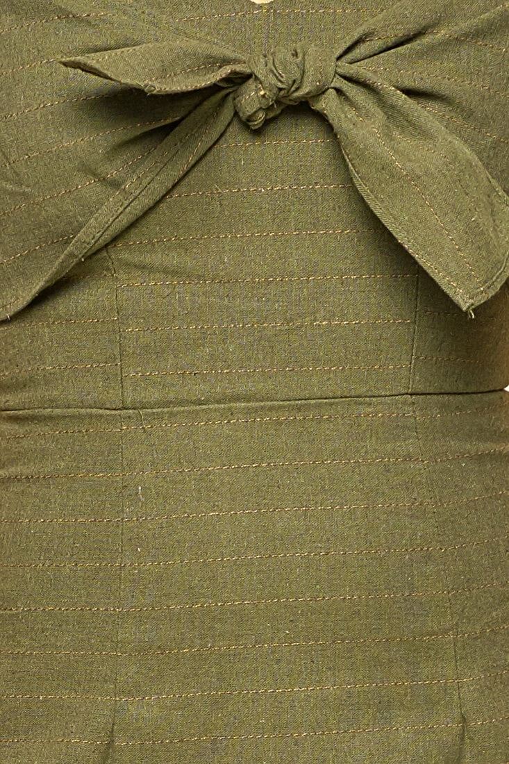 Emilio Tie Dress Green Khaki