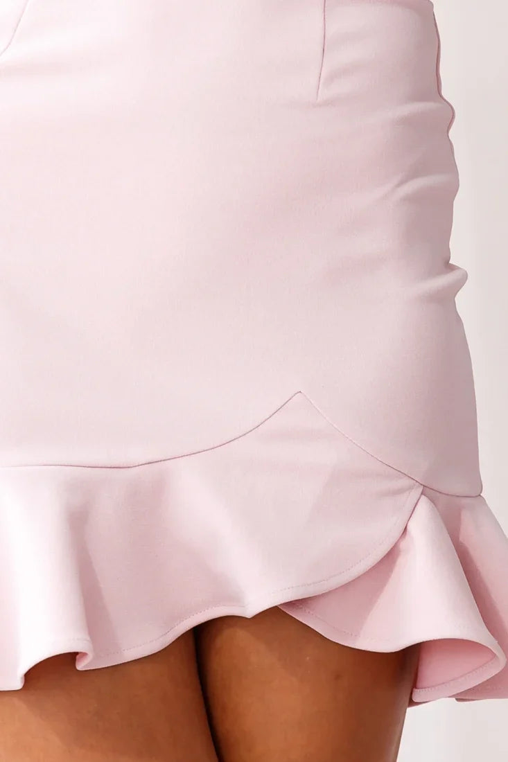 Take Note Frill Dress Blush