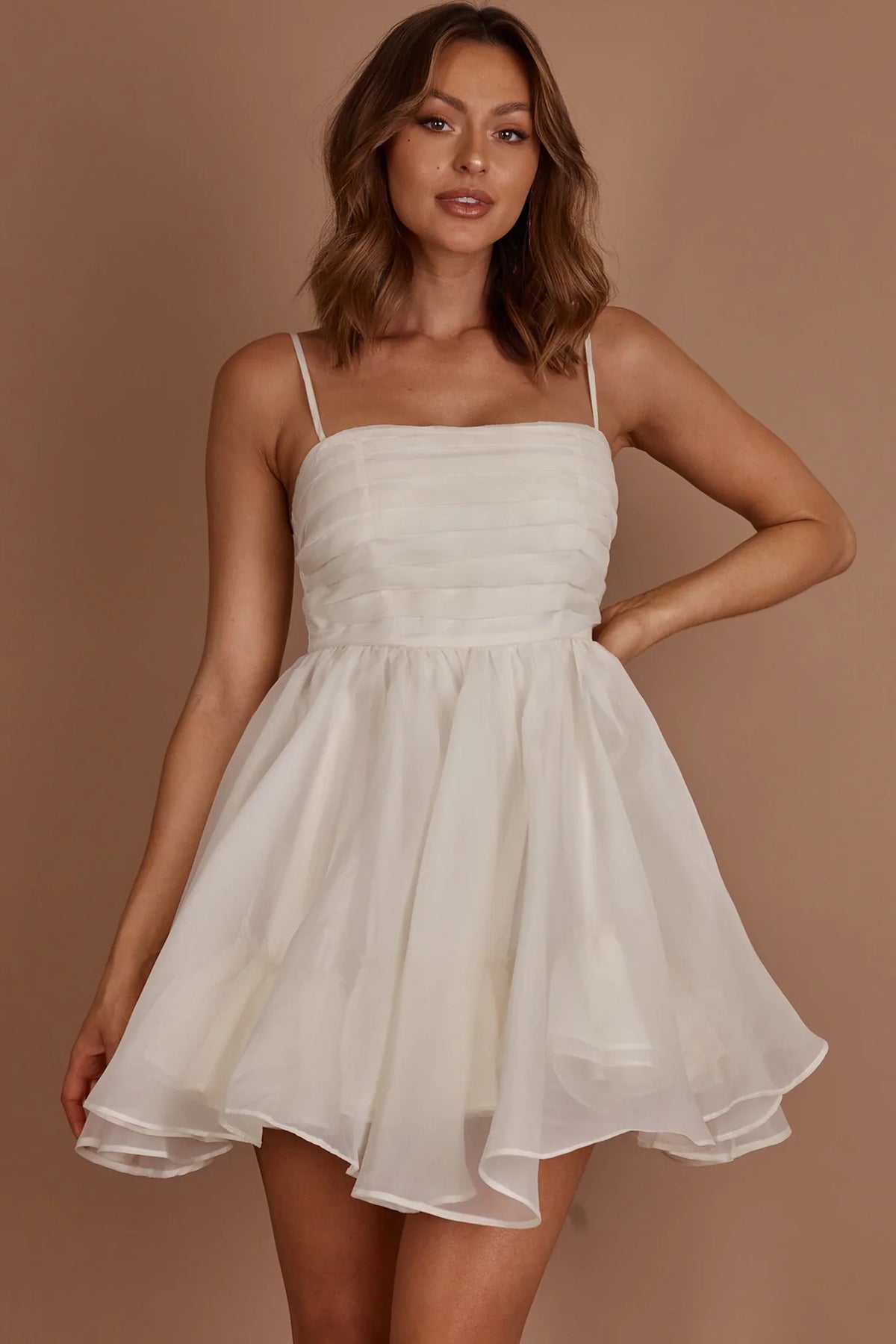 Elyse Pleated Bodice Party Dress Cream