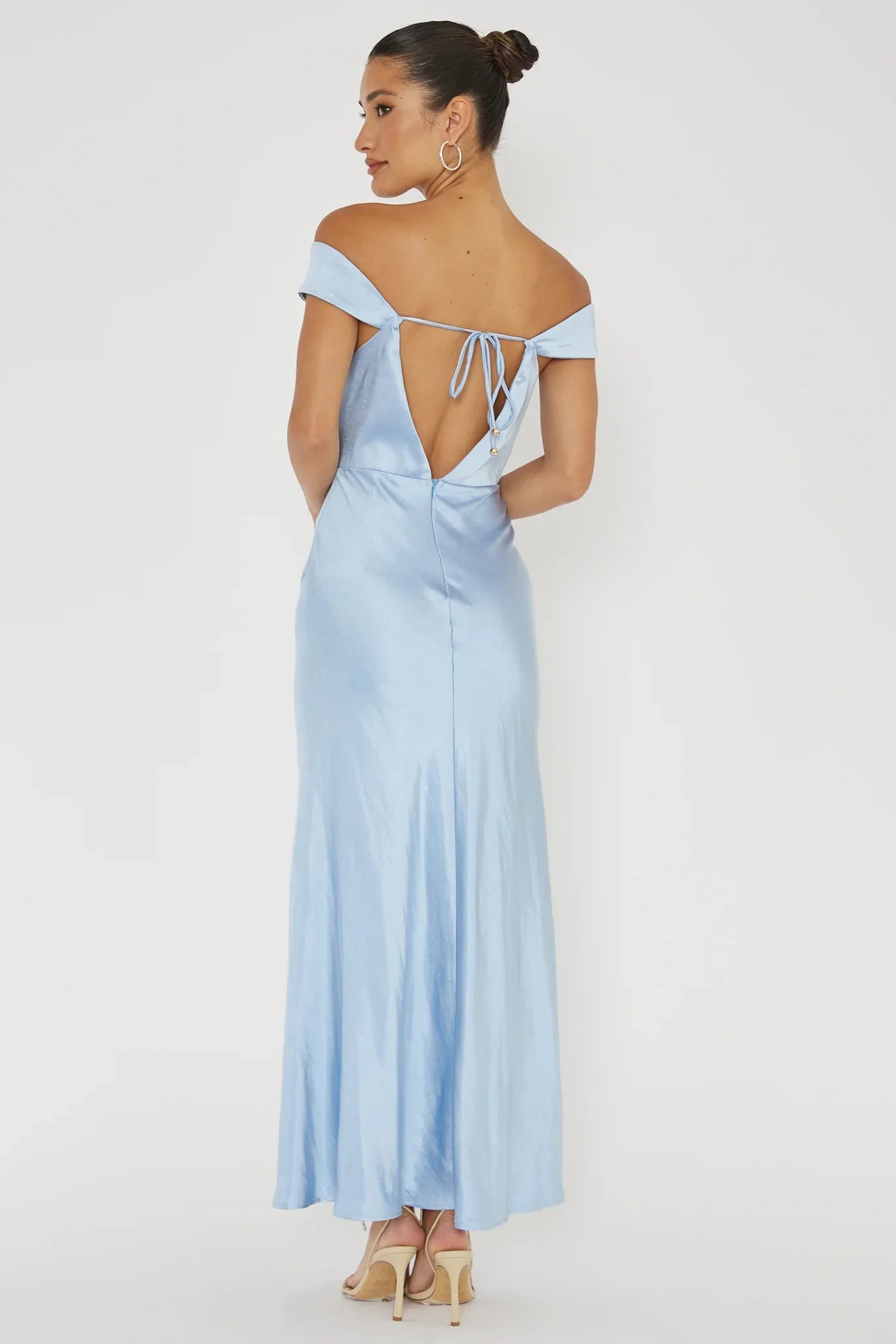 Lucinda Off-Shoulder V-Back Dress Blue