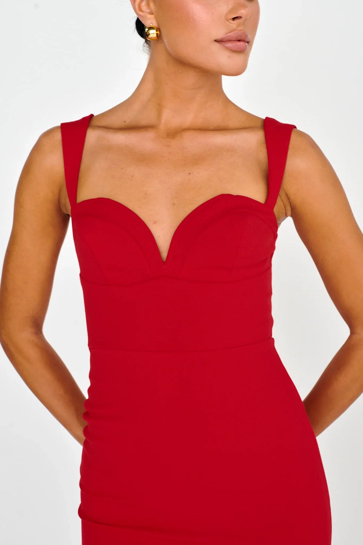 Hearts Flutter Sweetheart Neckline Dress Red