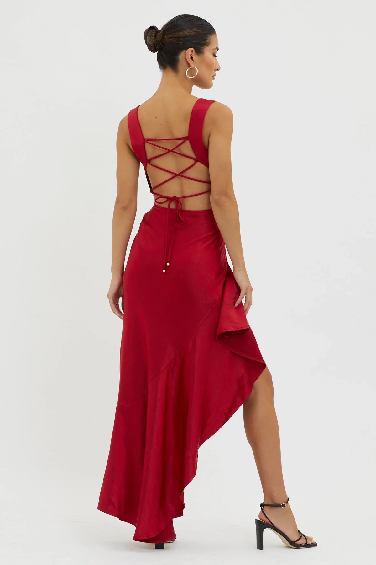 Ellianna Lace-Up Back Maxi Dress Red