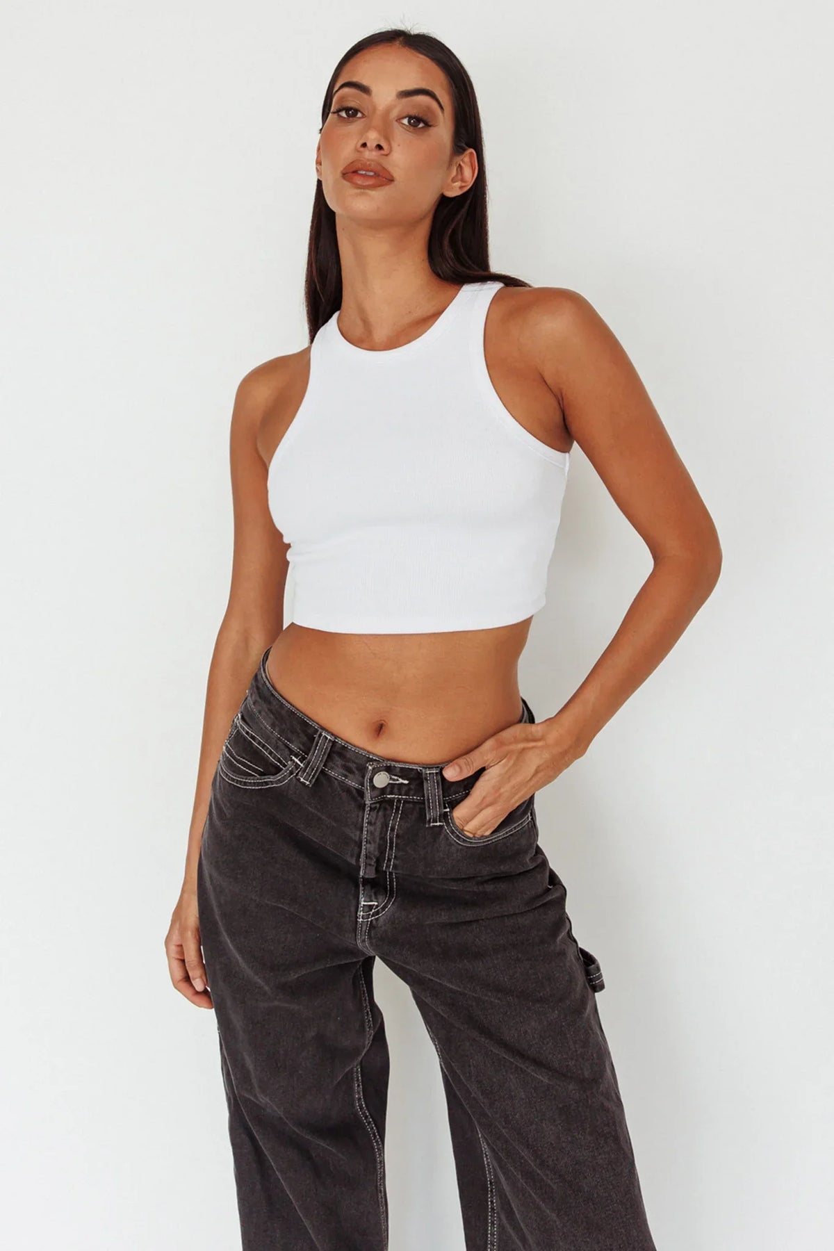 Bryn Racerback Crop Top White