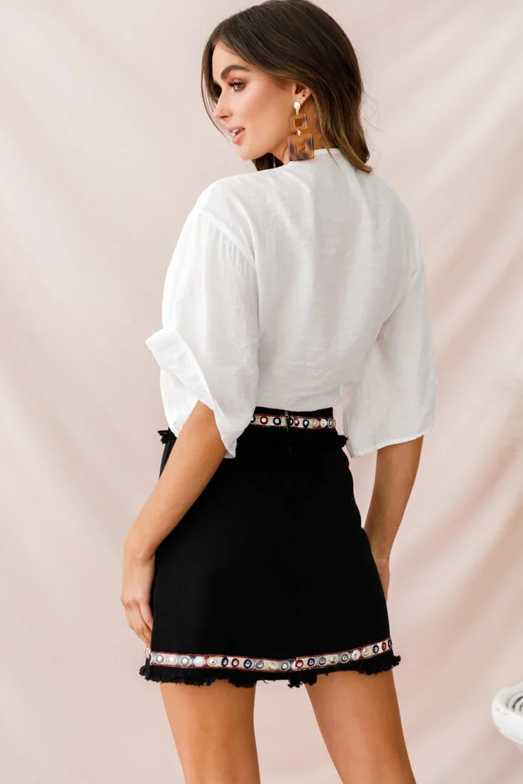 Inca Embellished Skirt Black