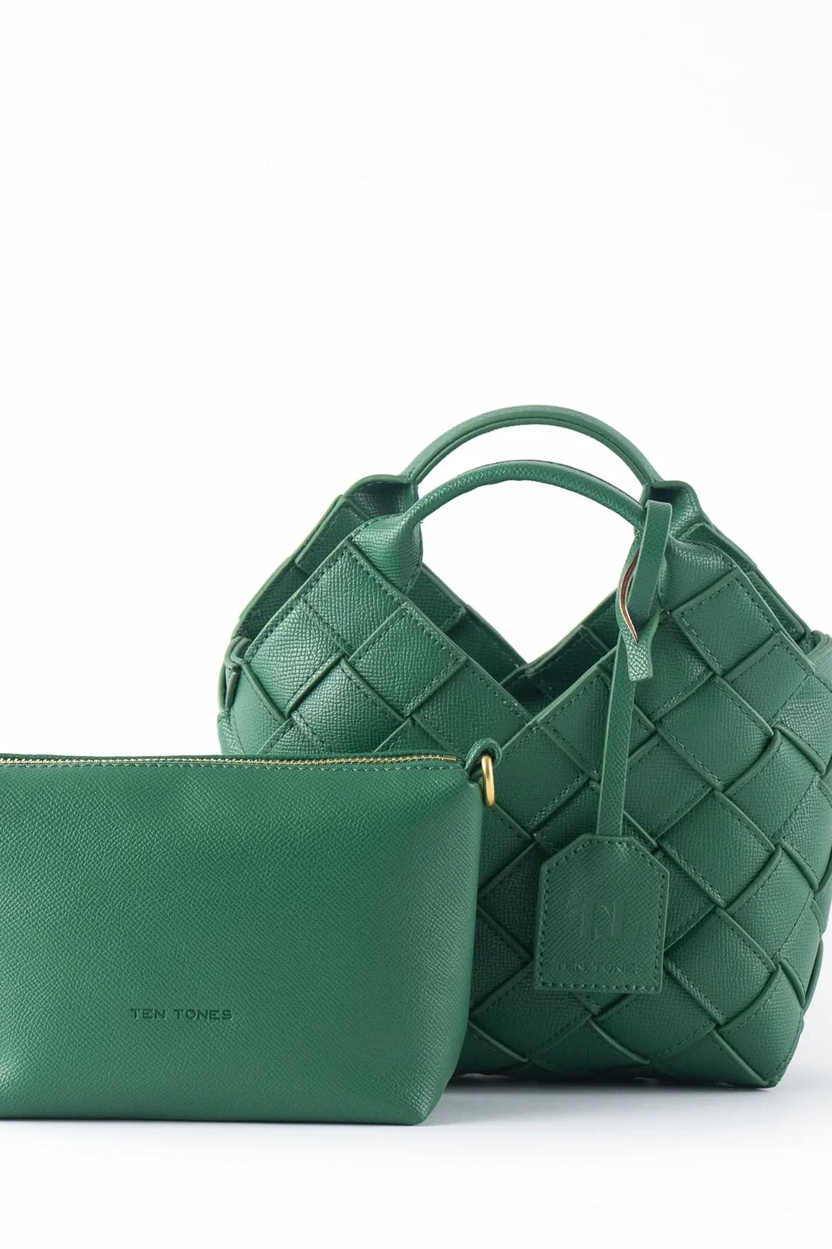 TEN TONES Clementine Woven Mini Tote Green