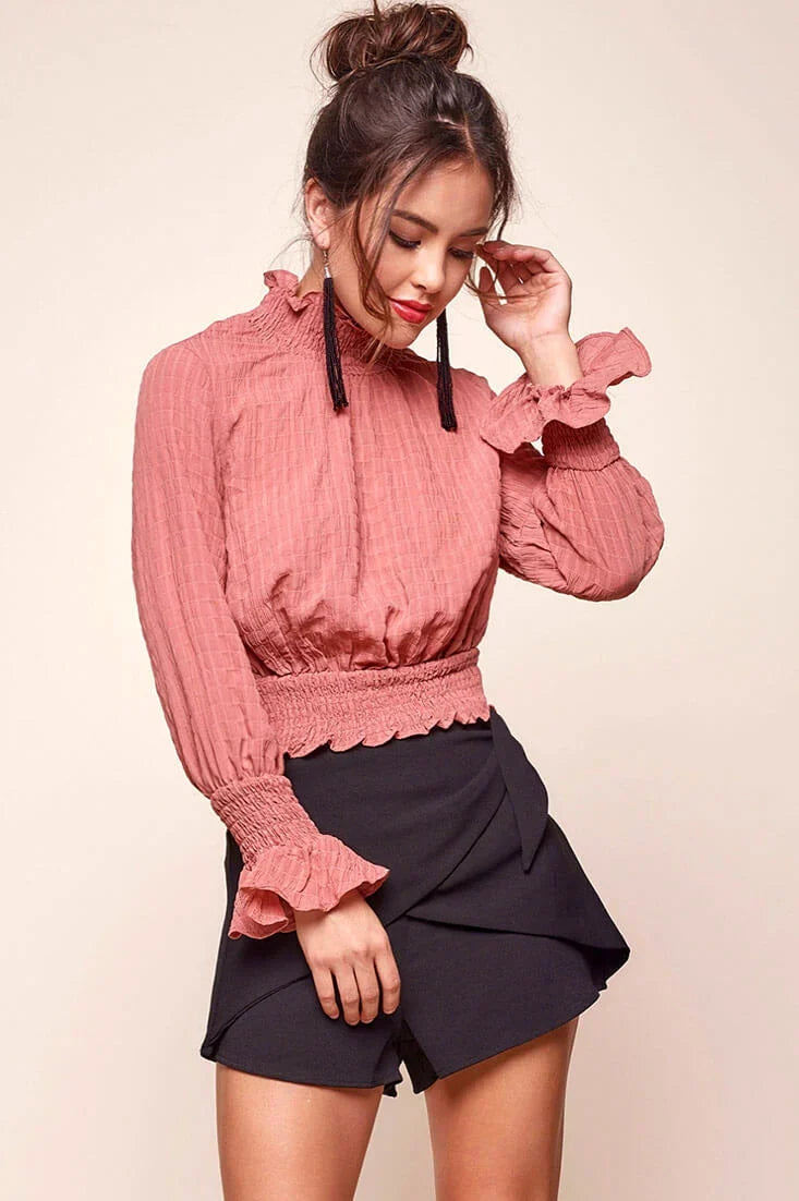Nicole Cropped Puffy Top Rose