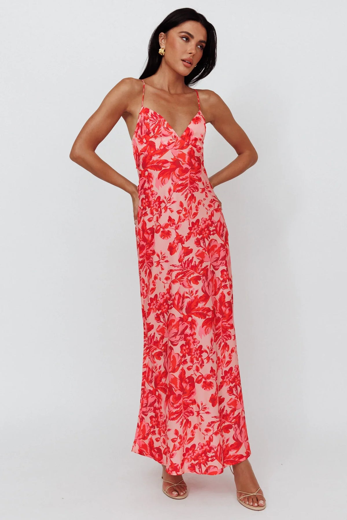 True Divine Strappy Back Maxi Dress Floral Fire