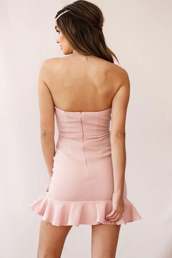 Prom Queen Bandeau Mini Dress Blush