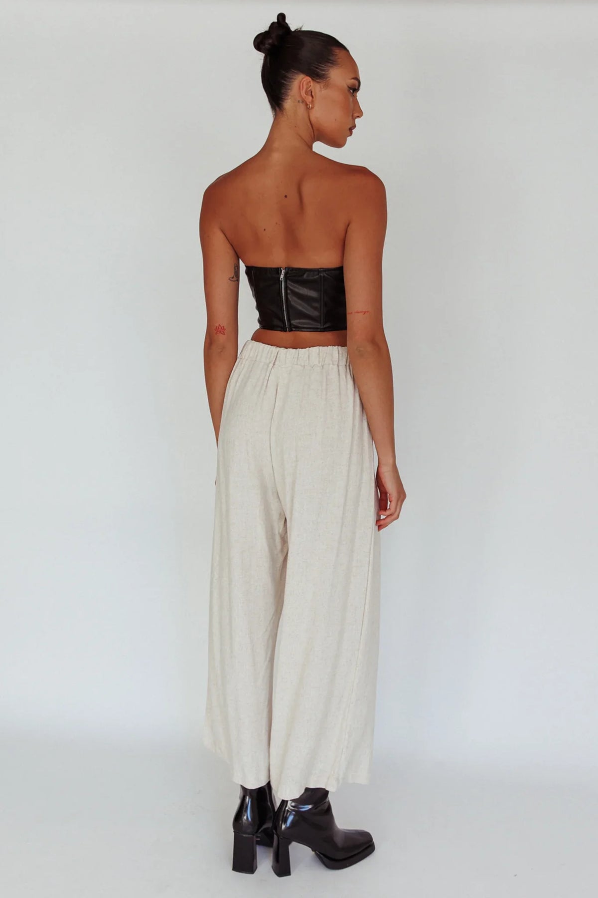 Backstage Pleated Wide Leg Pants Oat