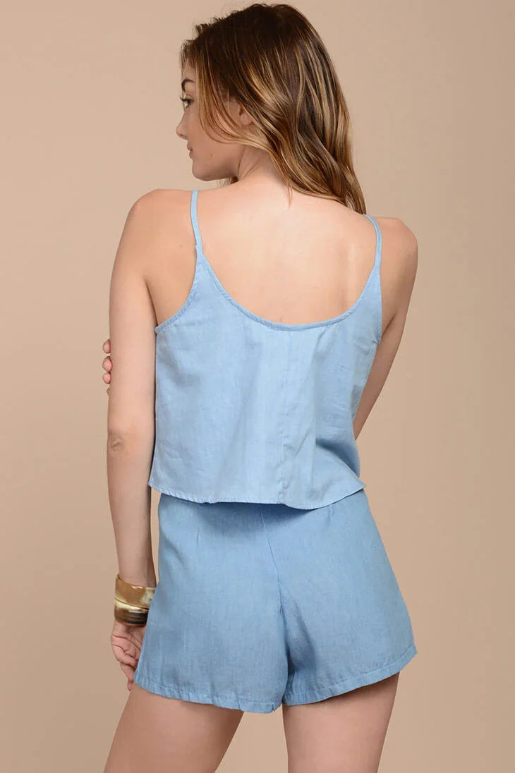 Aranza Chambray Shorts Blue